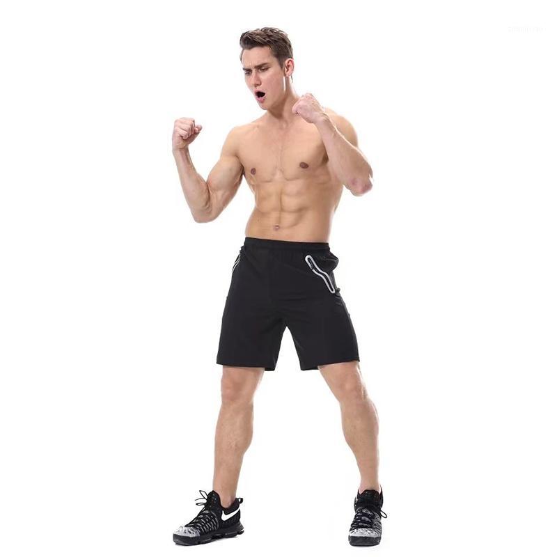 

Mens Running Shorts Summer Sport Fitness Bodybuilding Workout Sweatpants Reflective Zipper Short Male Gym Shorts Men1, Black