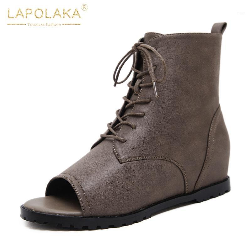 

Lapolaka Fashion Sale Leisure Height Increasing Top Quality Shoelaces Summer Boots Peep Toe women's Shoes Woman Sandal Female1, Black