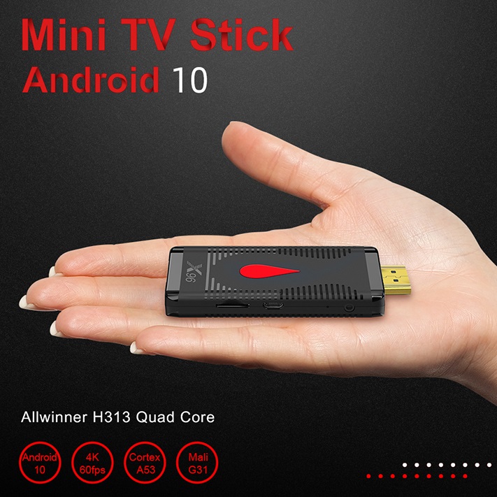 

X96 S400 2GB+16GB Android 10.0 TV Box Stick Allwinner H313 Quad Core 4K 60fps 2.4G Wifi