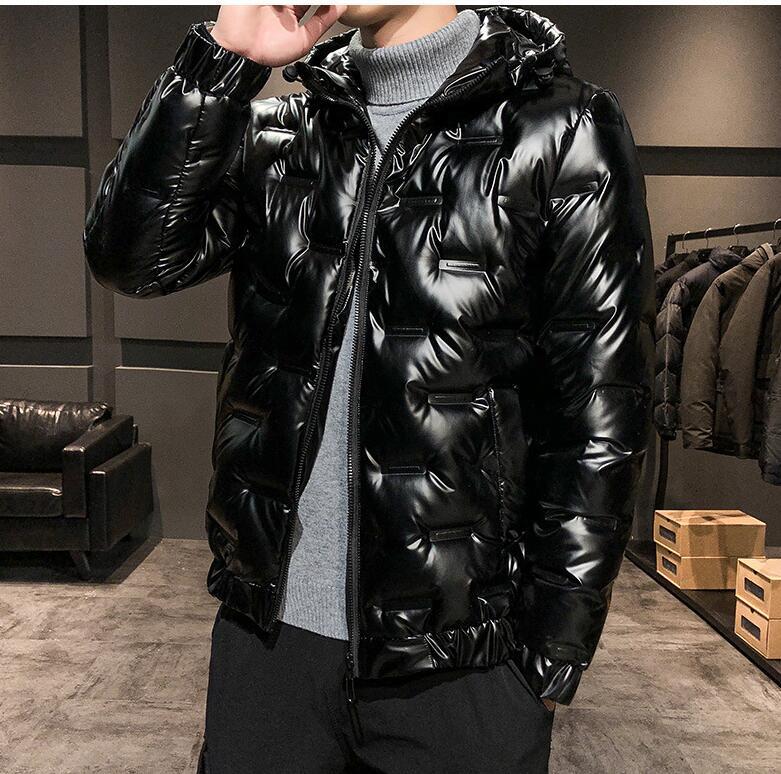 

2020 Men's Winter down Jacket Men hooded warm Glossy Slim Winter coat fashion parka undefined black silver