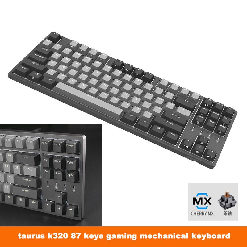 

K320 87 Keys Gaming Mechanical Keyboard Cherry Mx Brown Blue Red Switch Type C USB PBT Keycaps Wired Backlight NKRO Keyboard