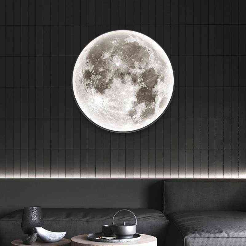 

Nordic Minimalist Round LED Wall Light Modern Bed Room Study Home Living Room Wall Lamp Moon Background Lighting Decoration H1223