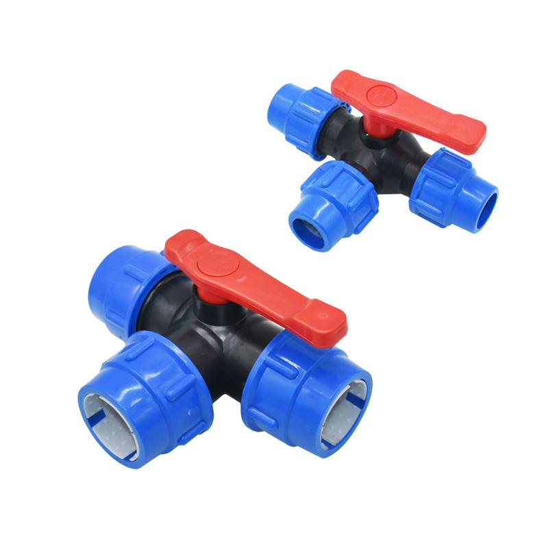 

1/2" 3/4" 1" 1.25" 1.5" 2" Tee Plastic Ball Valve Water Splitter T-type PE Fast Connection Pipe Quick Union 20/25/32/40/50/63mm, 20mm