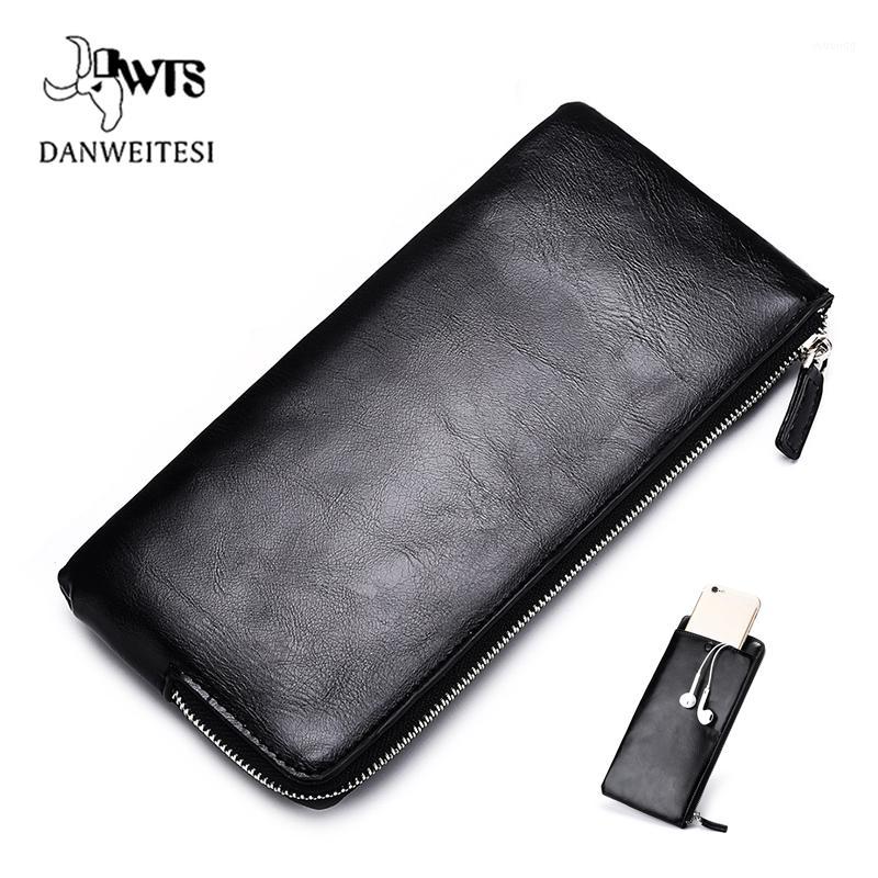 

DWTS men wallets Card holder Leather male Wallet Long Design Quality passport cover Fashion Casual Mens Purse Zipper1, Black