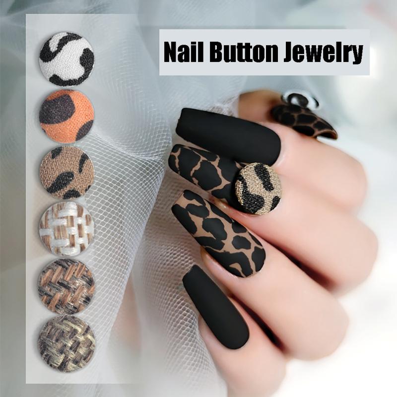 

10Pcs/Pack Vintage Leopard Print Button Nail Rhinestones Japanese Alloy Manicure Jewelry Nail Art