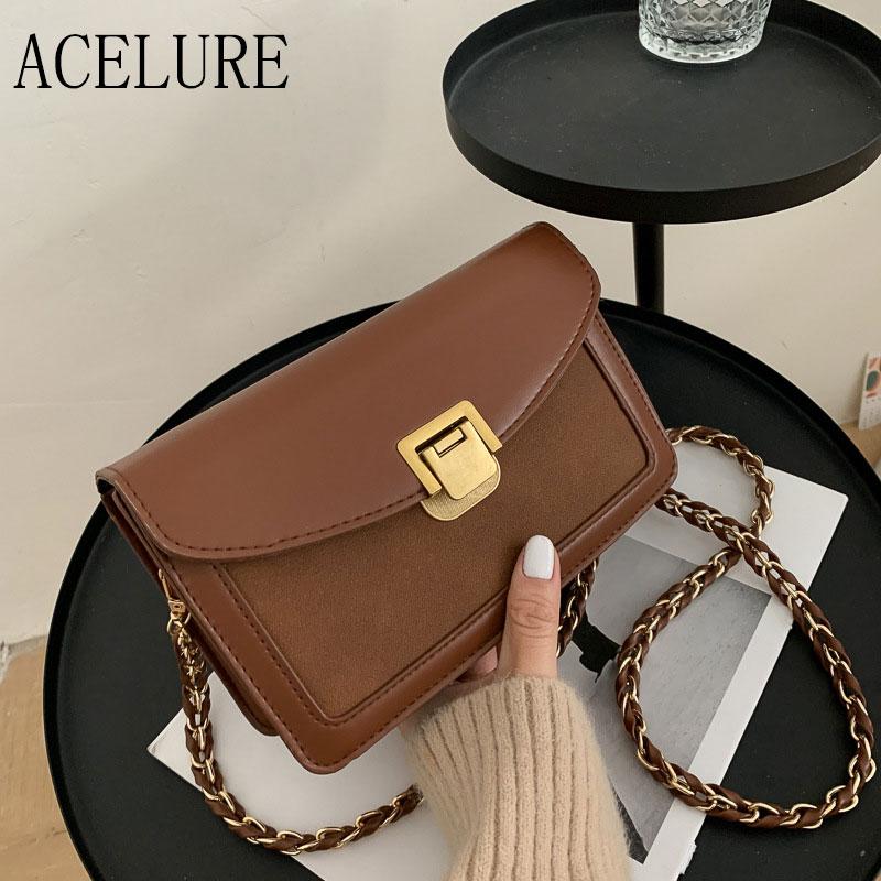 

ACELURE Simple Cellphone Handbag Shopping Purse Small Crossbody Bag Women Pu Leather Shoulder Bag Vintage Lady Messenger, Black