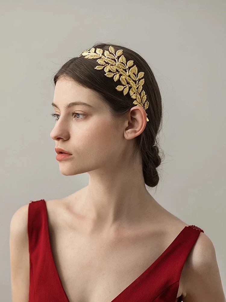 

2021 Greek Goddess Hair Vine Tiara Bridal Olive Crown Baroque Headband Gold Leaf Branch Headpiece Fairy Wedding Jewelry Accessories AL8337