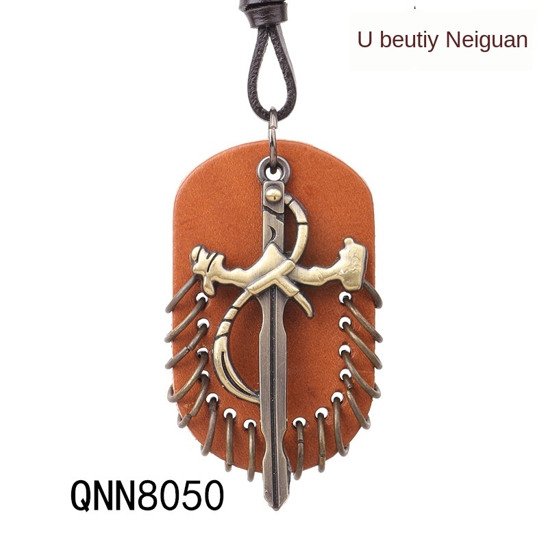 

Necklace cross pendant Jesus genuine leather jewelry fast and passionate hot men's necklace, Silver