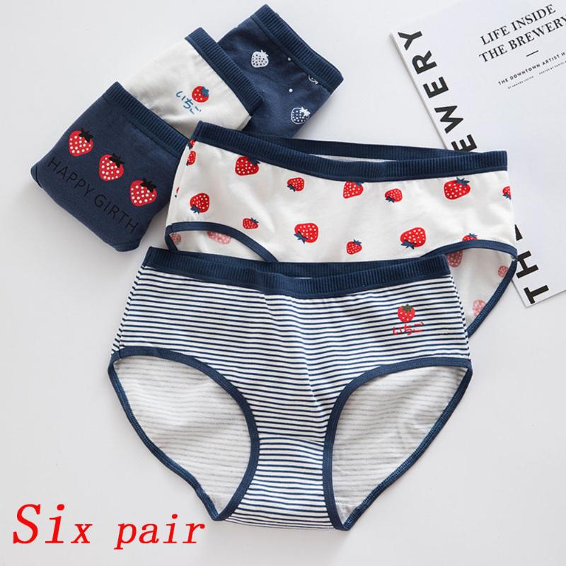 

Panties women cotton stretchy kawaii printed students soft winter panty Underwear Women Briefs Pants, No.5