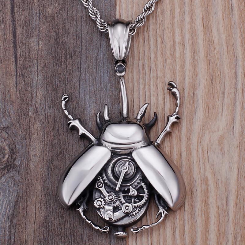 

Charms Steampunk Mechanical Insect Pendant Necklace Men Women Stainless Steel Punk Biker Jewelry Accessory Dropshipping Gifts
