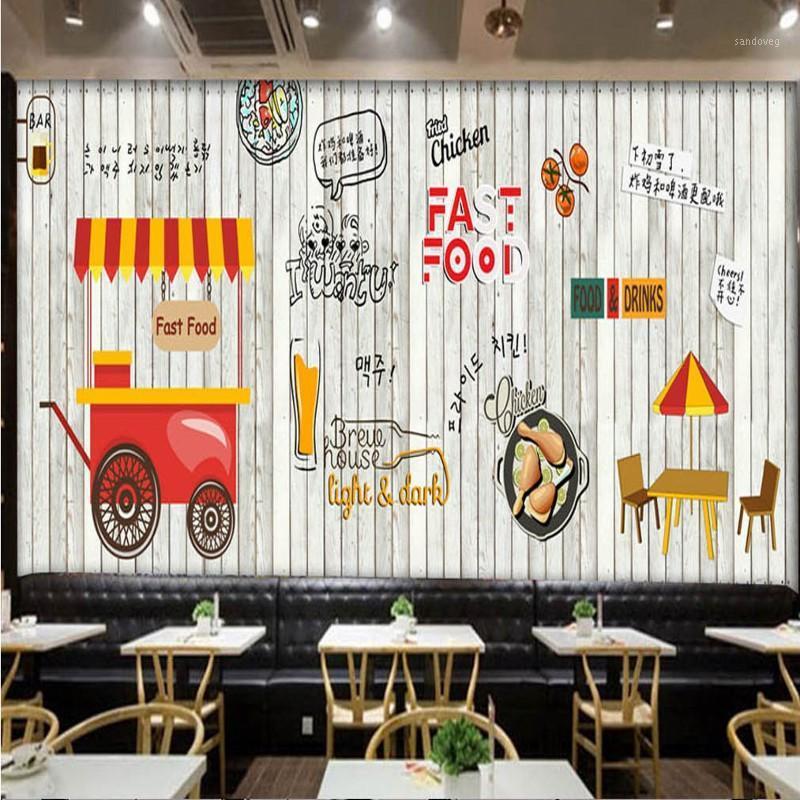 

Dropship Photo Wallpaper Europe Fashion Wood Mural Korean Fried Chicken Shop Fast Restaurant Background Wallpaper1, As pic