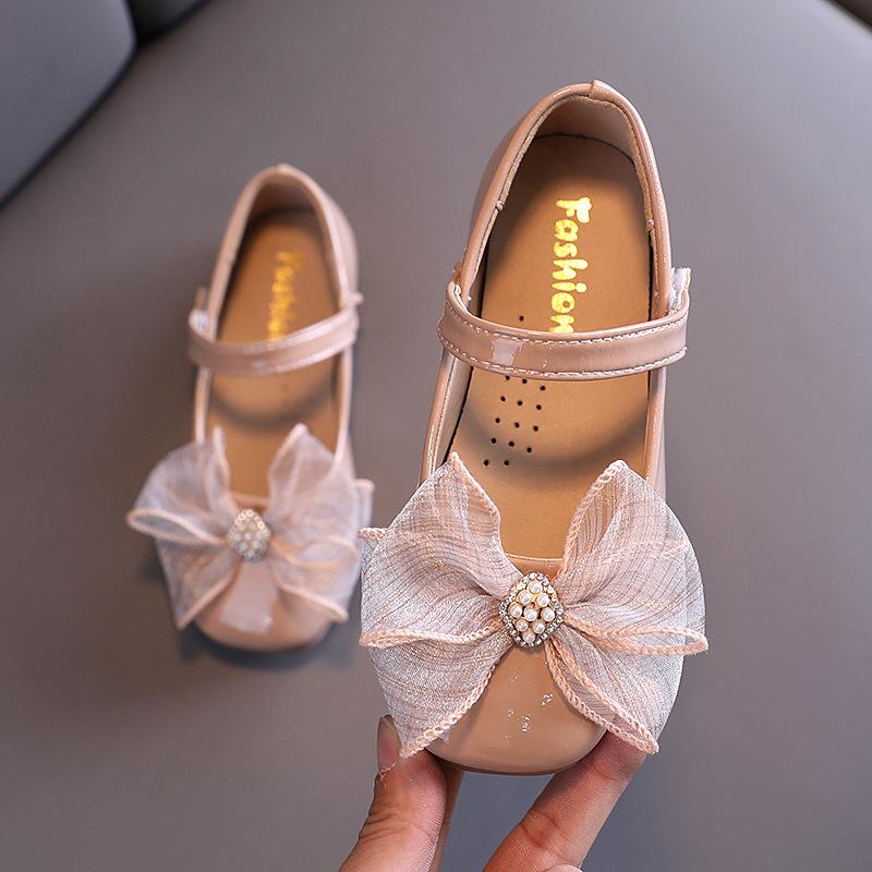 

Kids Flats Leather Shoes 2021 New Spring Baby Girls Fashion Princess Shoes Toddlers Brand Butterfly Party Children E444, Black