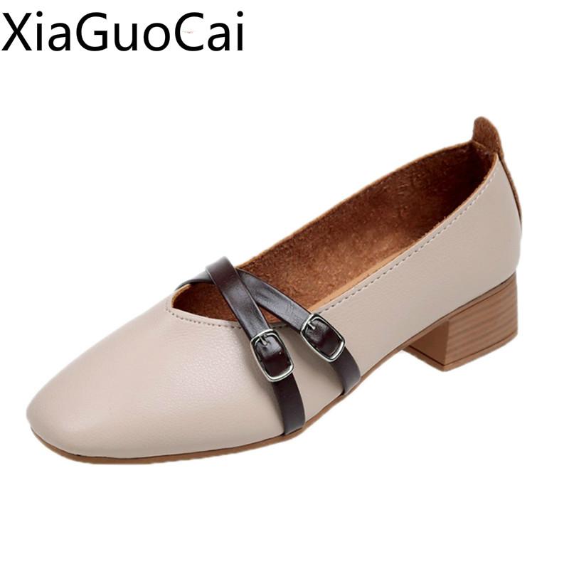 

High Quality Women Square Heels Shoes Female Casual High Heels Shoes Spring 2021 Newest Retro Women Heel Pumps, Black