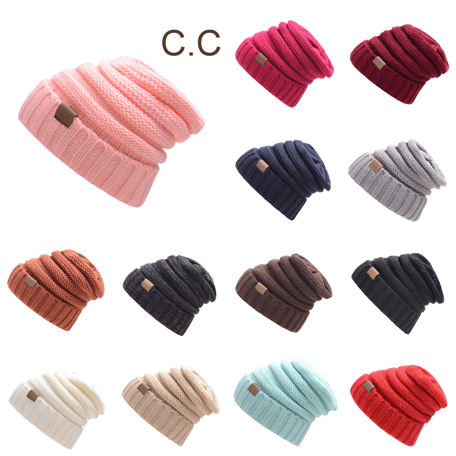 

Winter Brand Female Ball Cap With Tag Hat For unisex Girls Hat Knitted Beanies Cap Hat Thick WomenS Skullies Beanies
