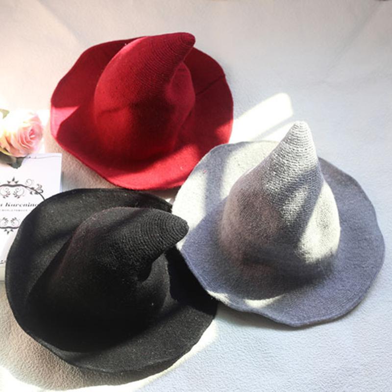 

Hallowee Witch Hat Women Modern Party Witches Hat Woolen Made Cosplay Fashionable Sheep Knit Hats Girlfriend Gifts Accessories