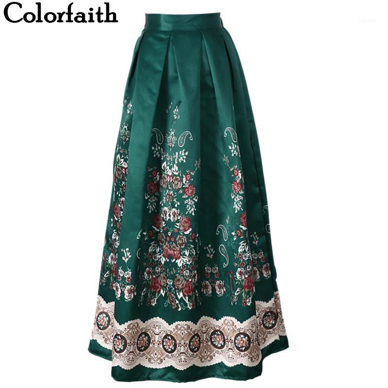 

2020 Muslim Women100cm Non-transparent Fashion Satin Long Skirt Vintage Retro Print High Waist Pleated Flared Maxi Skirt SP0391, Black