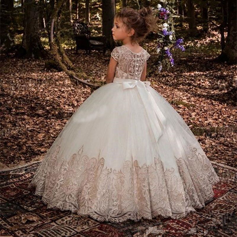 

2021 New Girls Lace Applications Prom Princess Dressed Pageant JAKI, Champagne as photo