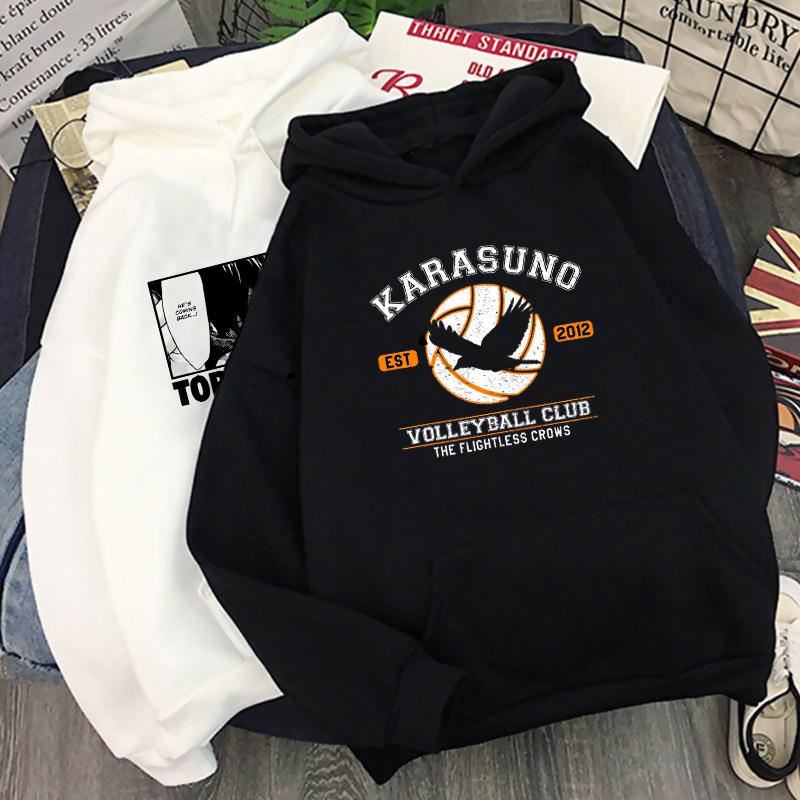 

Men's Hoodies & Sweatshirts Japanese Anime Haikyuu Men Funny Harajuku Streetwear Karasuno High Graphic Unisex Hoody Man, Black