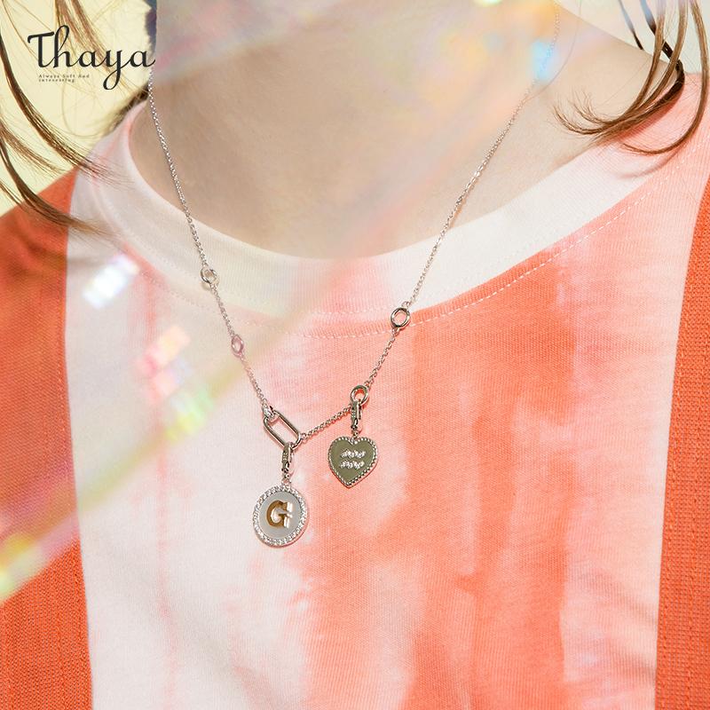 

Thaya New 925 Sterling Silver Fashion A to Z Fine Jewelry 26 Letter Alphabet Charm Necklace For Women 2020 DIY Christmas Gift
