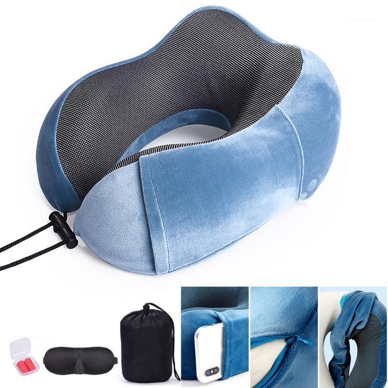 

New U Shaped Memory Foam Neck Pillows Soft Comfort Slow Rebound Space Airplane Travel Pillow Neck Cervical Healthcare Bedding1
