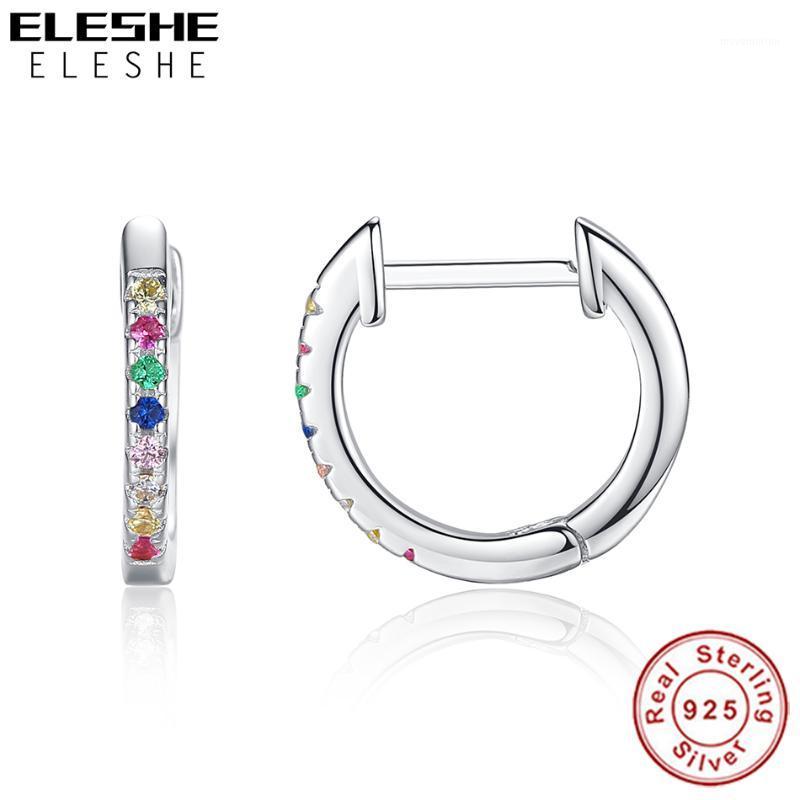 

ELESHE Small Hoop Earrings 925 Sterling Silver Clear CZ Circle Earrings For Women Girls Wedding Gifts Anti-allergy Jewelry1