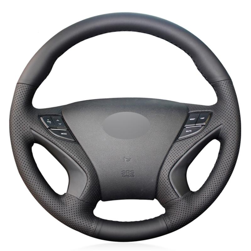 

Black PU Faux Leather DIY Hand-stitched Car Steering Wheel Cover for Sonata 8 2011 2012 2013 2014