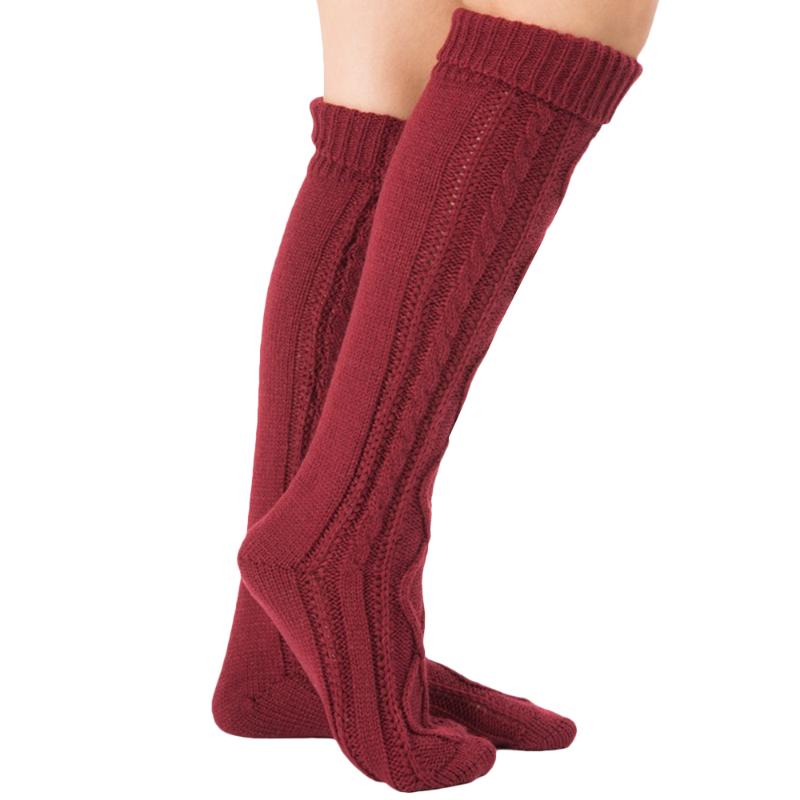 

Solid Knitted Stockings Women's Socks Over The Knee Tube Socks Women Autumn Winter Warm Hemming Pile Stockings Female, Black