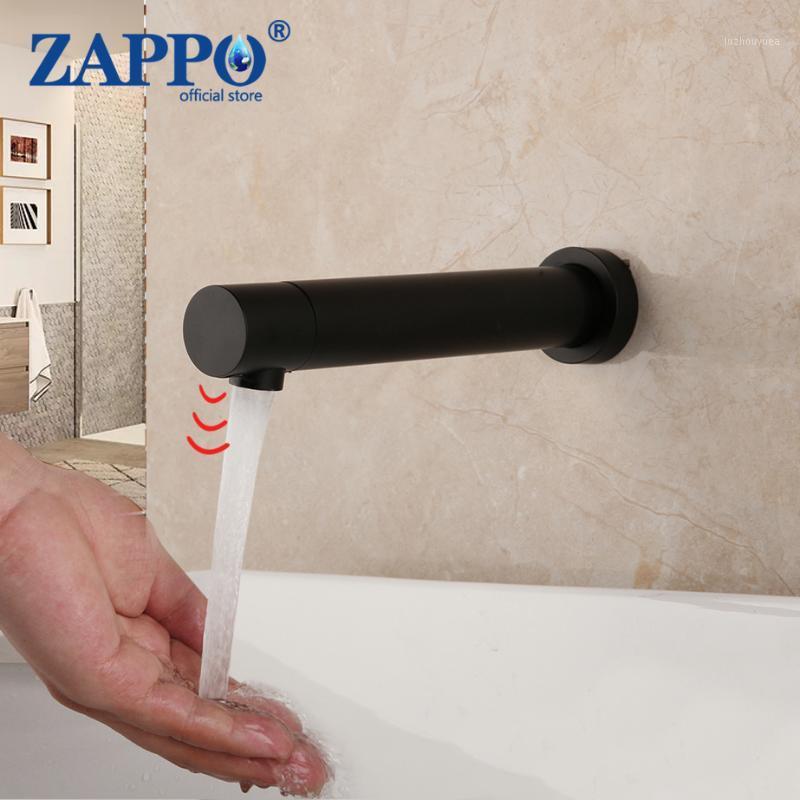 

ZAPPO Matte Black Bathroom Faucet Wall Mount Sensor Faucet Automatic Hands Free Touch Sensor Bathroom Sink Tap1