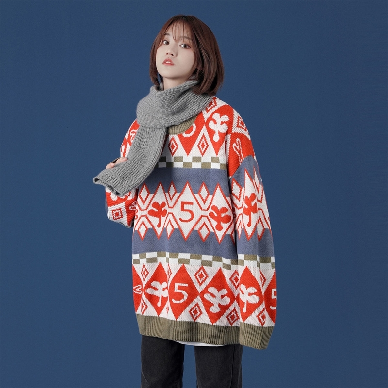 

2021 New Casual Oversize Korean Streetweather Pullovers Graphic Printed Sweater Woman Clothing Fashion M3qj, Green