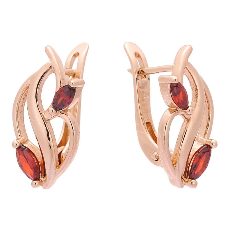 

Dangle & Chandelier 2021 Fashion Trendy 585 Gold Color Jewelry Office Luxury Brass Women Earrings Red Cubic Zircon Long Drop