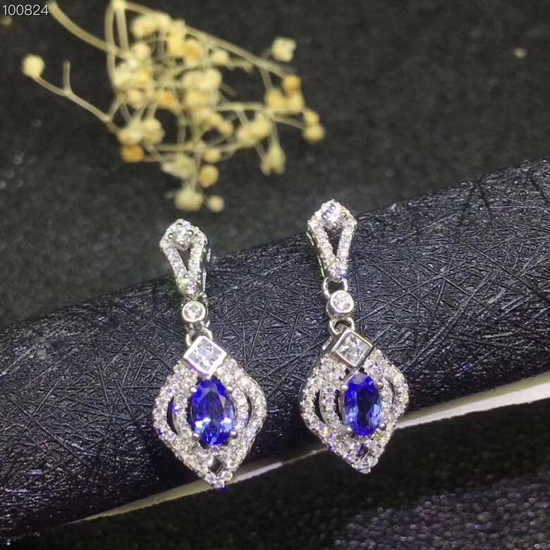 

100% Natural and real Tanzanite Earring 925 sterling silver Fine jewelry Party Best Gift