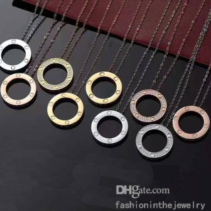 

Fashion Necklace Designer Jewelry Luxury Engagement Sterling Silver Rose Gold platinum diamond ring pendant necklaces 45cm to my wife 3 sisters ages 8-12 daughter
