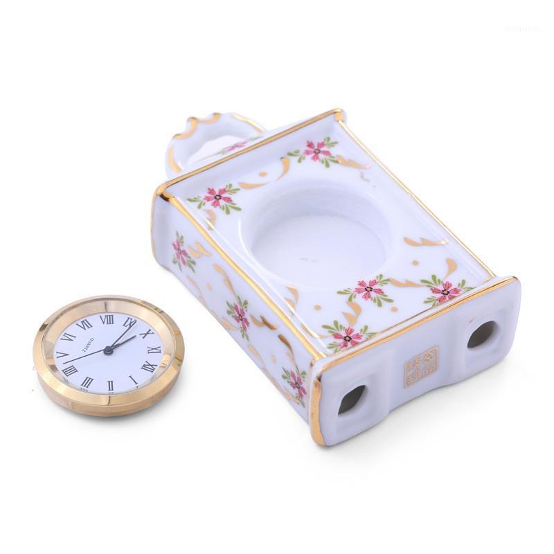 

Ceramic Mini Clock, craft decoration rose petal flower clock, handmade ornaments1