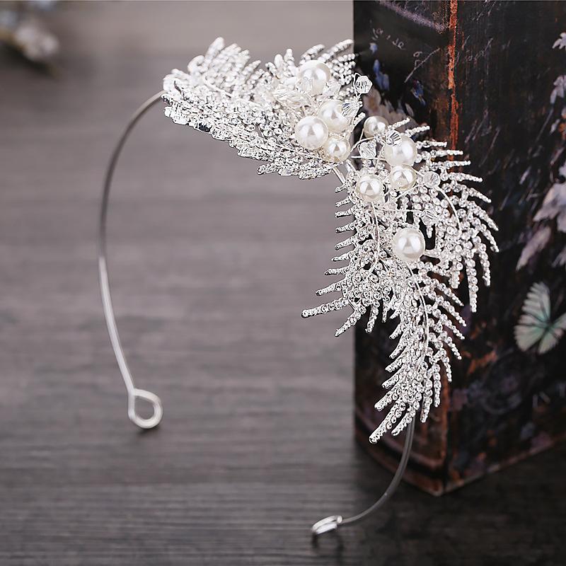 

Hair Clips & Barrettes Silver Color Metal Leaf Headbands For Women Pearls Rhinestone Tiaras And Crowns Royal Princess Diadema Pageant Party