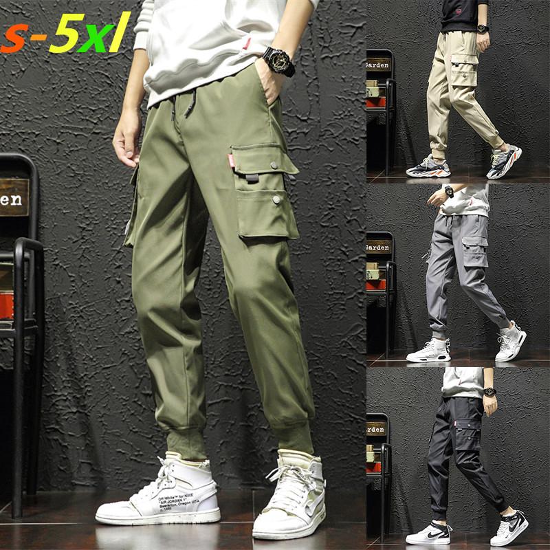 

2020 cargo men pants men trousers loose sweatpants streetwear casual pants sweatpants clothing, Khaki