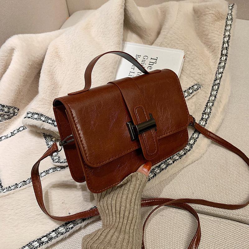 

Retro Simple Handbag For Women Pu Leather High Quality Shoulder Bag Designer Female Crossbody Bag Clutch Small Square, Black