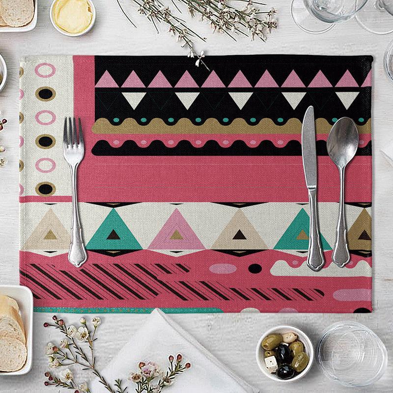 

Geometric Table Colorful Graffiti Pattern Table Mat Placemat Drink Cotton Linen Pads Cup Mats Home Decor1