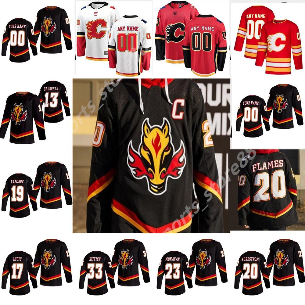 

Matthew Tkachuk Calgary Flames 2021 Reverse Retro Jarome Iginla Johnny Gaudreau Jacob Markstrom Monahan Sam Bennett Lindholm Giordano Jersey, Colour 10