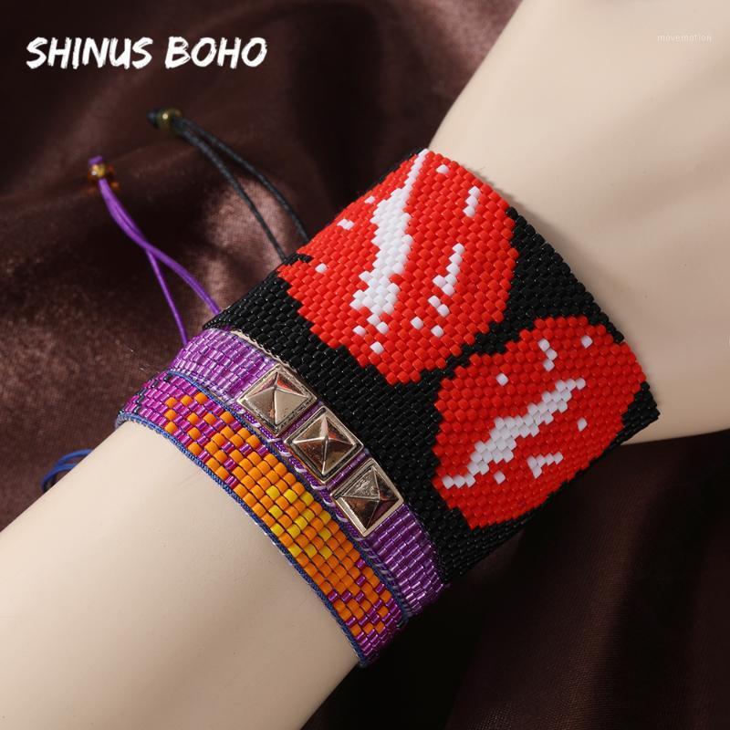 

Punk Bite Lips Handmade Charm Bracelet Women Beads Rivet Bracelets Mexican Miyuki Pulseras Mujer Moda 2020 Woven Jewelry Gift1