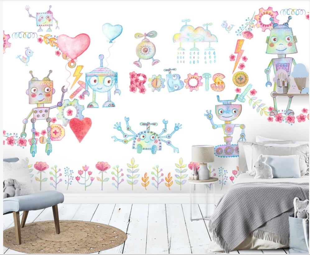 

WDBH 3d room wallpaper custom photo Watercolor robot fantasy fairy tale children's room home decor 3d wall murals wallpaper for walls 3 d, Non-woven