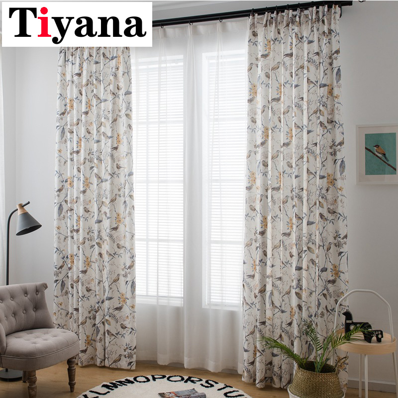 

Top-quality American-style Bird Print Curtains For Blackout Curtains Windows Living Room Bedroom Kitchen X-ZH044-4, Tulle 01