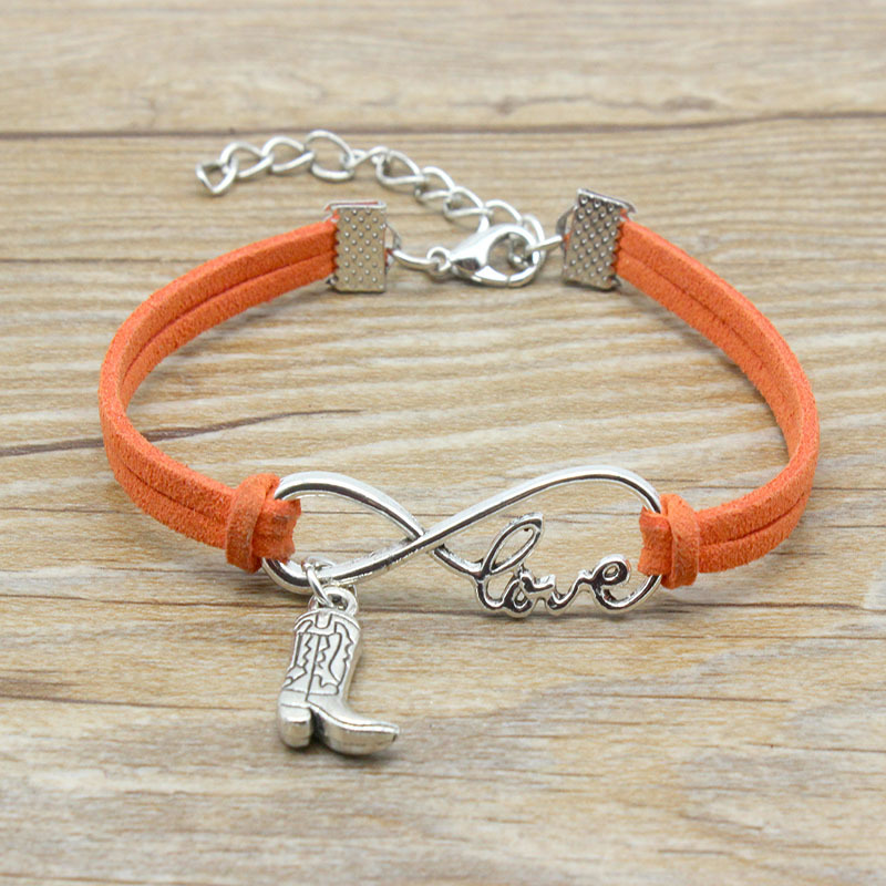 

Infinity Love Boots Charm Bracelet Suede Leather Adjustable Bracelets Women Girl Minimalist Best Friends Gift Jewelry