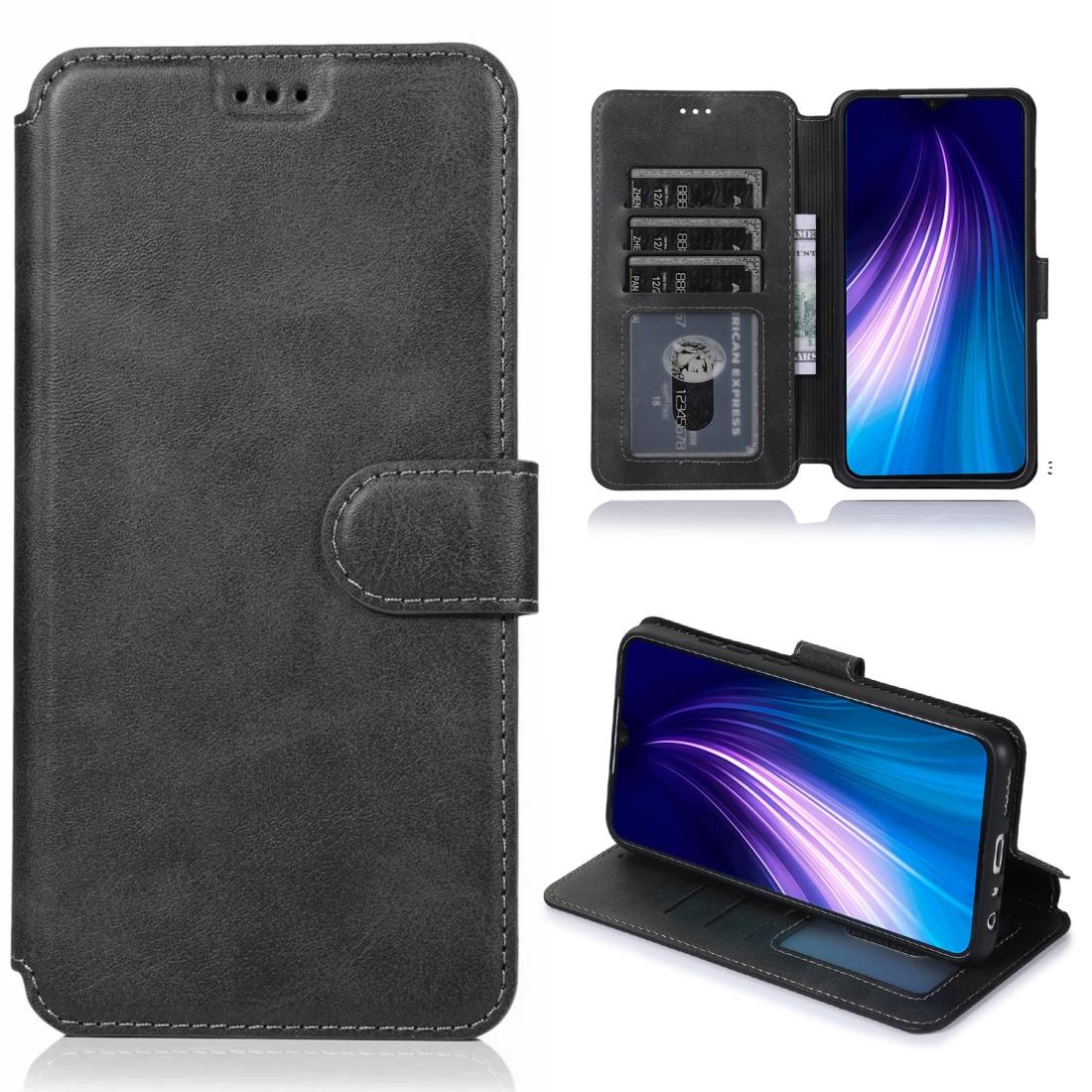 

For Xiaomi Redmi Note 8 Calf Texture Magnetic Buckle Horizontal Flip Leather Case with Holder Card Slots Wallet Photo Frame