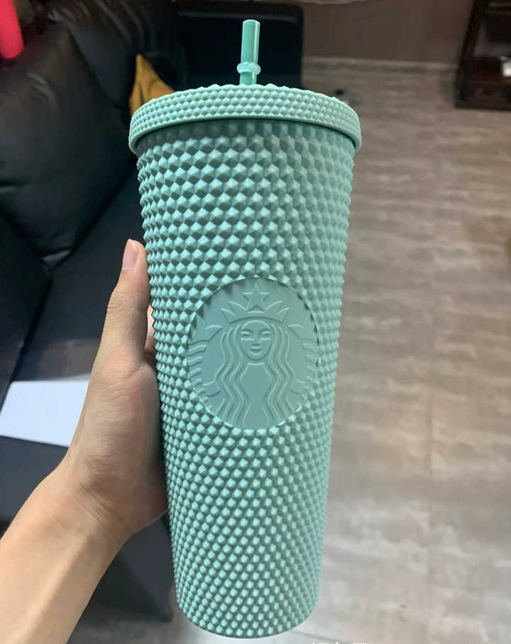 

24 oz Durian Personalized Starbucks Iridescent Bling Rainbow Unicorn Studded Cold Cup Tumbler coffee mug with strawIYYJIYYJ, 710ml/24oz