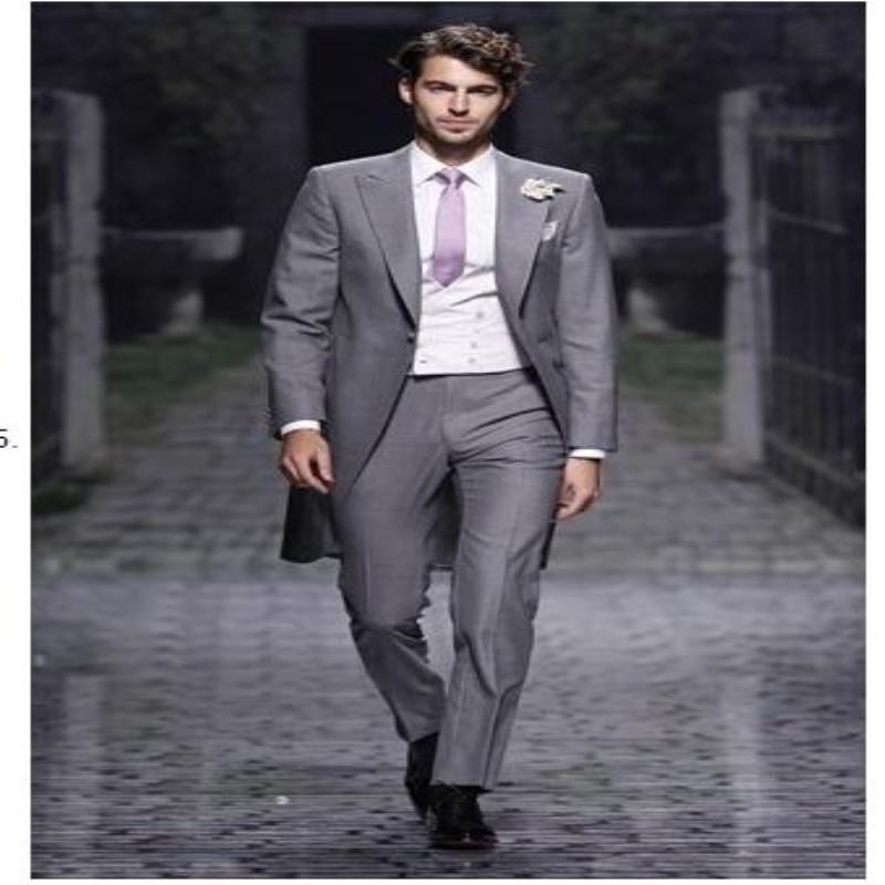 

Custom New Design Slim Fit Mens Suits Italian GREY Jacket With Pants Wedding Suits For Men Tuxedos Groom Suit(Jacket+vest+Pants, As the image