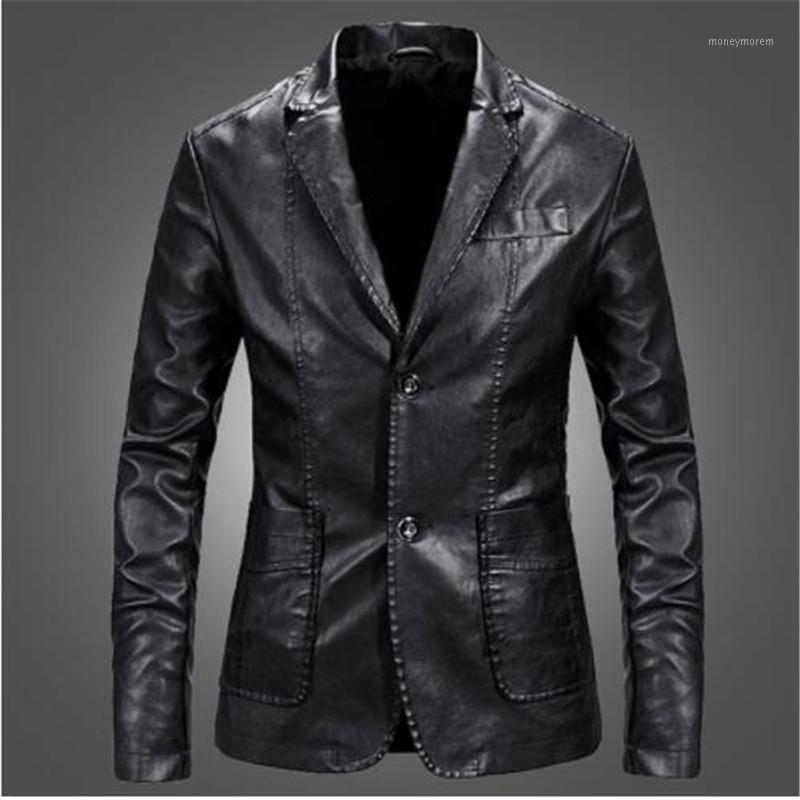 

Men Leather Blazer Sheepskin 2019 New Spring And Autumn Fashion Male Suit Genuine Leather Coat Slim Pocket Teenage Boy P011