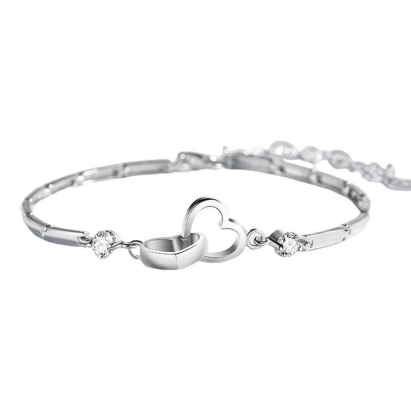 

Bangle Women Bracelet Anti Fade Double Heart Jewelry