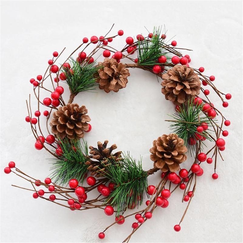 

Christmas Wreath Pine Cone Rattan Christmas Door Decoration Bell Pendant Diy New Year Thanksgiving Wreath Decorations1, Red