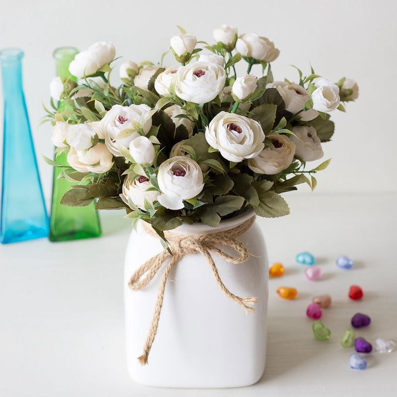 

Silk roses for home decor 6 fork Bride bouquet fake plants artificial flowers Flores Artificiales Para Decoracion Hogar, Blue