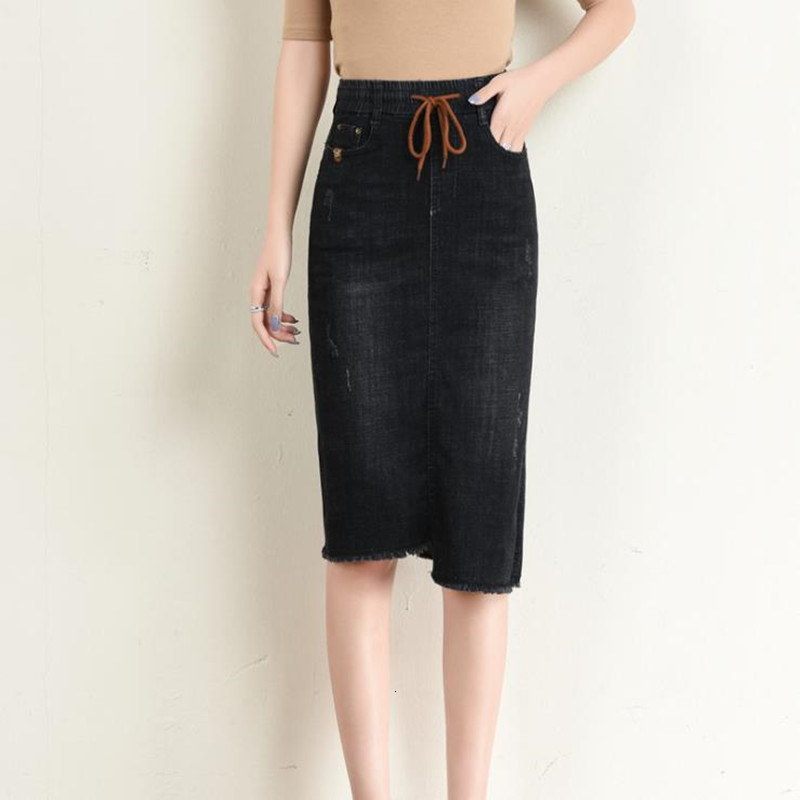 

Come Out Female 2021 Spring New Elastic Waist High-waisted with Skirt Butt-jeans 59ia, Blue